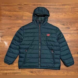 New Balance Men's Black Puffer Jacket with Red Accents